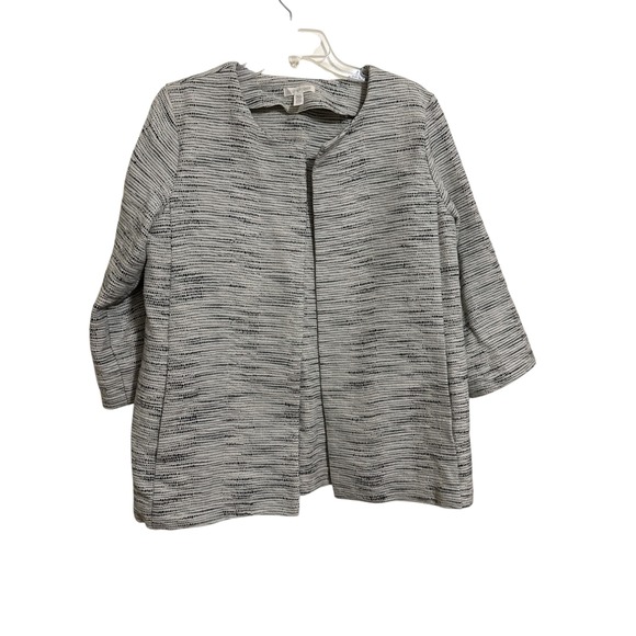Eileen Fisher Jackets & Blazers - Eileen Fisher Open Front Jacket Size S Cotton Natural Beige Black Textured